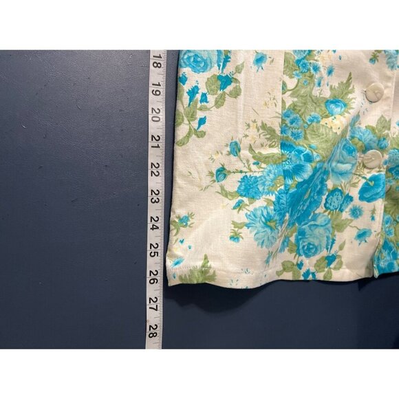 Linen Blend‎ Floral Jacket / Blazer Large Dnim & Co Lined Beach Lagenlook Lagom - Picture 3 of 10